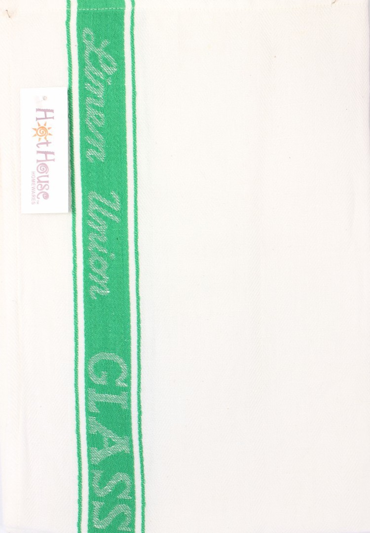 Tea Towel linen union glass cloth 50/50 linen/cotton -herringbone weave green Code: T/T-LIN/GLA/GRN image 0